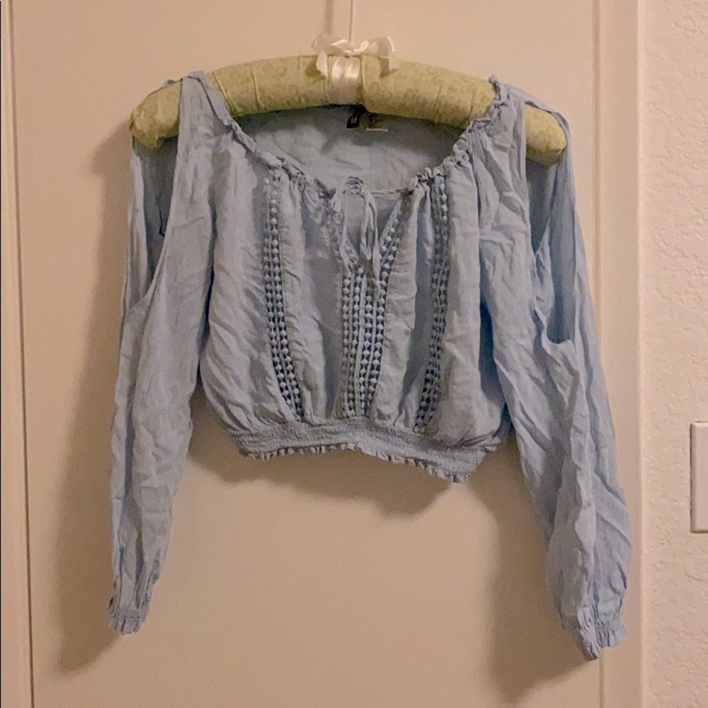 H&M Baby Blue Blouse with Open Shoulder